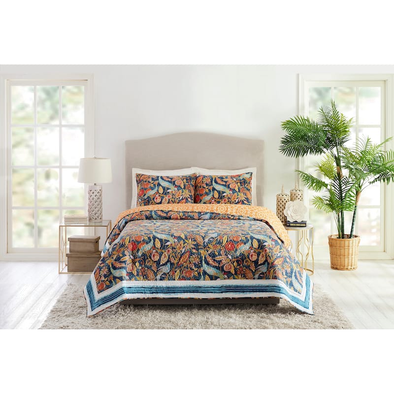 Dena Home Peacock Garden Quilt Set, 3 Pieces
