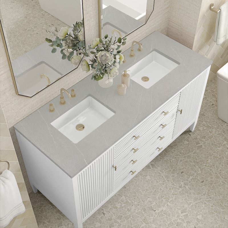James Martin Vanities Myrrin 60" Double Vanity, Bright White