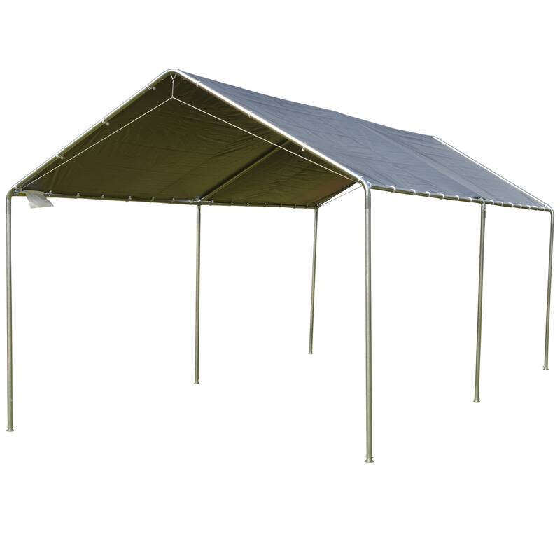 Outsunny 10' x 20' Heavy Duty Carport Awning Canopy with Included Anchor Kit & Weather-Resistant PE Roof
