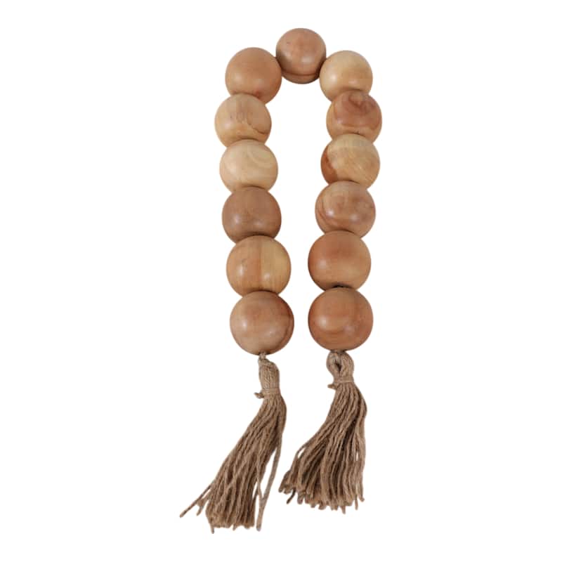 Mango Wood Jute Tassel Beaded Garland - 32"