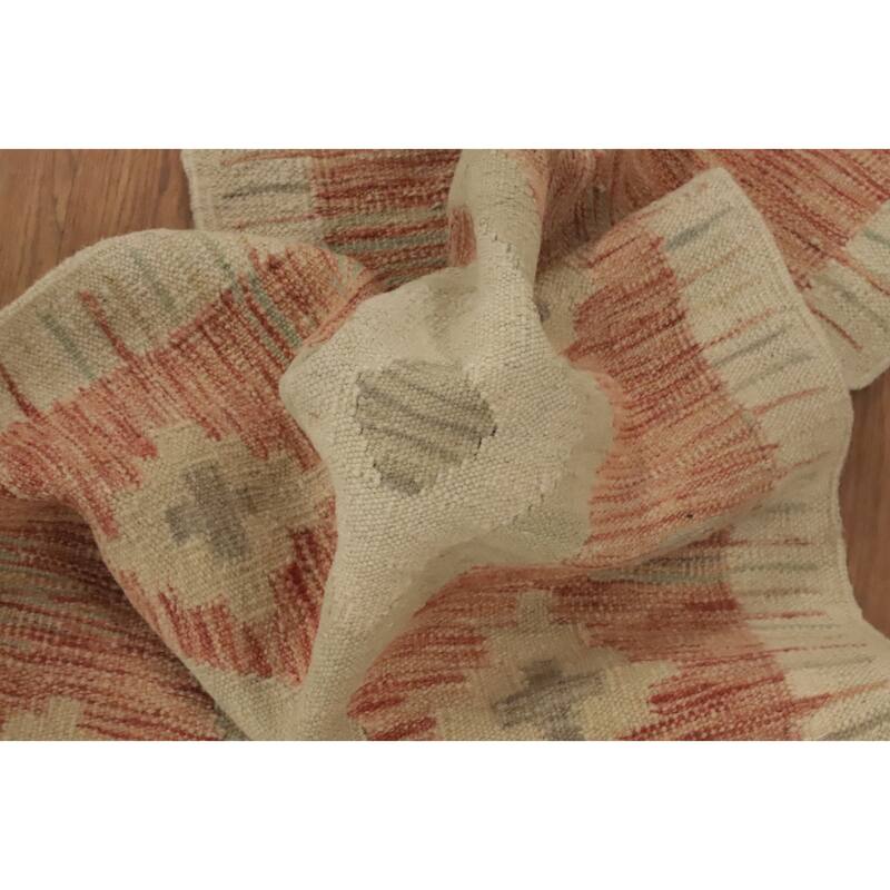 Hand Woven Oriental 100% Wool Carpet Southwestern Tribal Oranges & Rust Kilim Runner Rug - 5' 9'' X 2' 0''