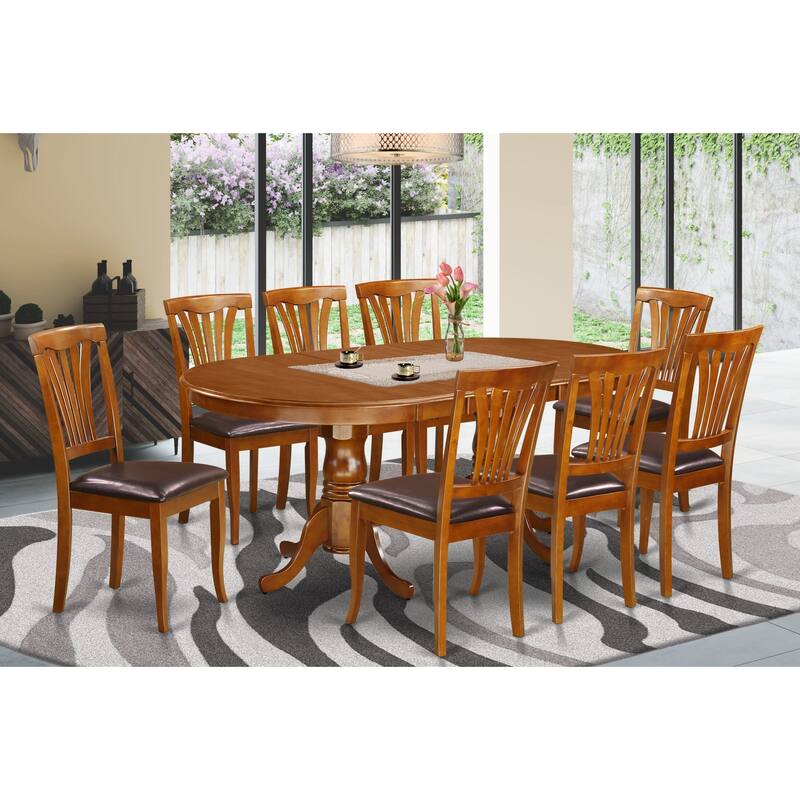 East West Furniture Dining Table Set Includes an Oval Room Table with Butterfly Leaf and Dining Chairs (Chair Seat Type Options)