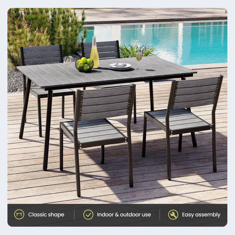 Crestlive Products Outdoor Rectangle Aluminum Dining Table with Umbrella Hole