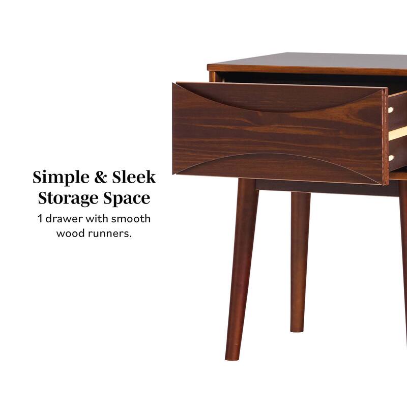 Middlebrook Designs Mid-Century Curved-Drawer Nightstand (Set of 2)