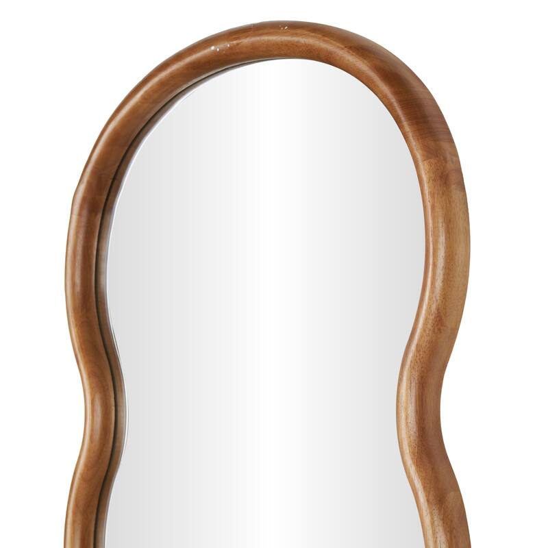 Brown Wood Wavy Room Wall Mirror