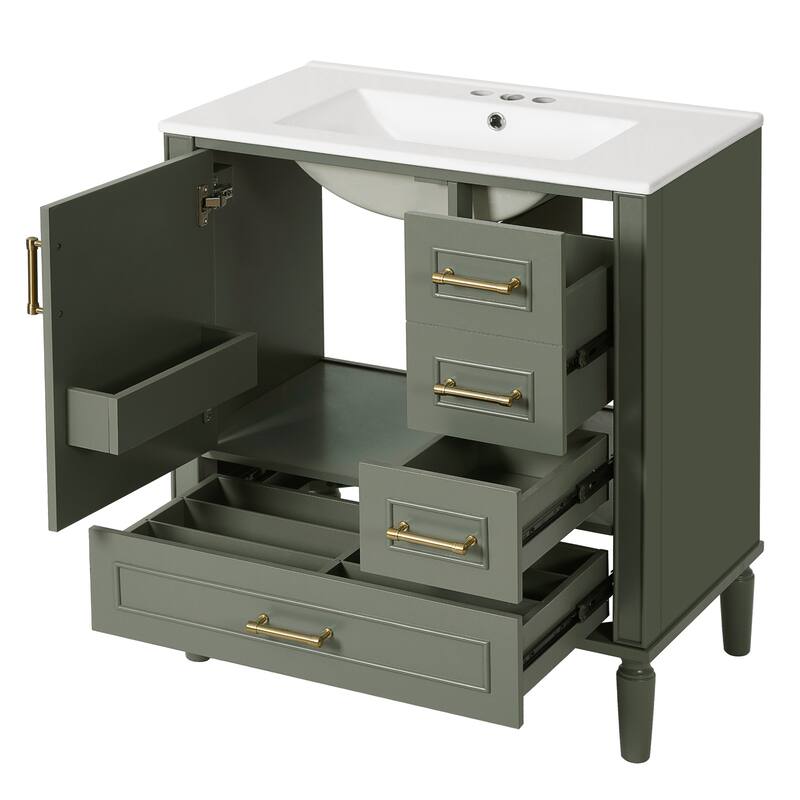30'' Bathroom Vanity with Ceramic Sink, Soft-Close Door