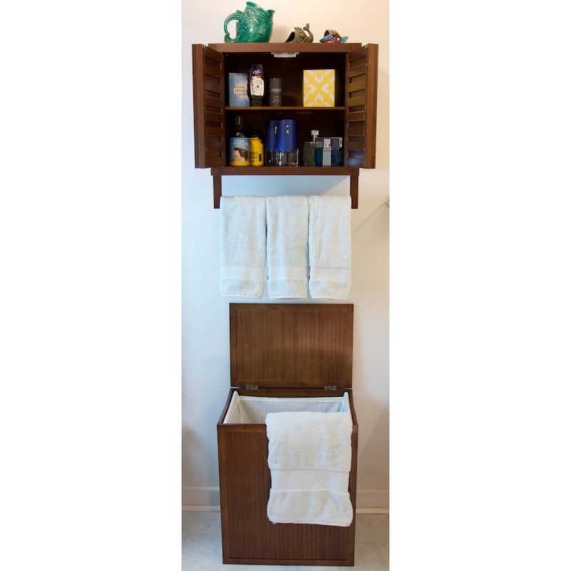 Solid Bamboo Folding Clothes Hamper w/ Removable Laundry Bag