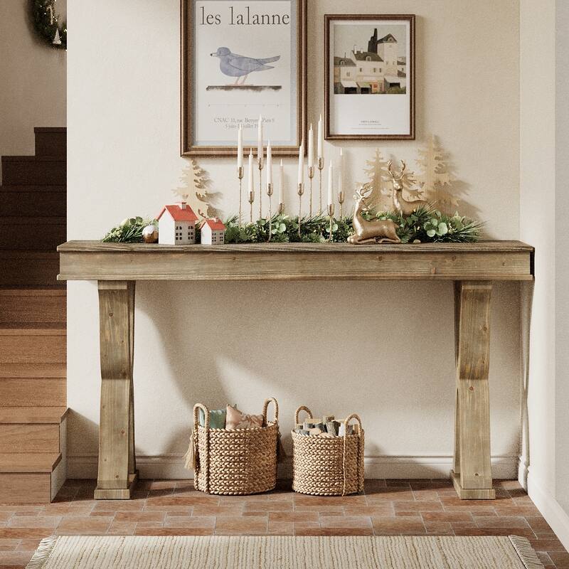 Solid Wood Console Table, Entryway Table, Long Sofa Side Hallway Foyer Table for Living Room