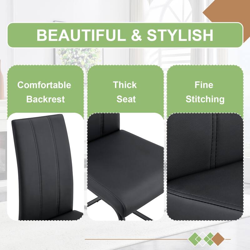 4-Pack PU Upholstered Dining Chairs - Modern Kitchen Side Chairs with Sturdy Black Powder-Coated Metal Tube Legs