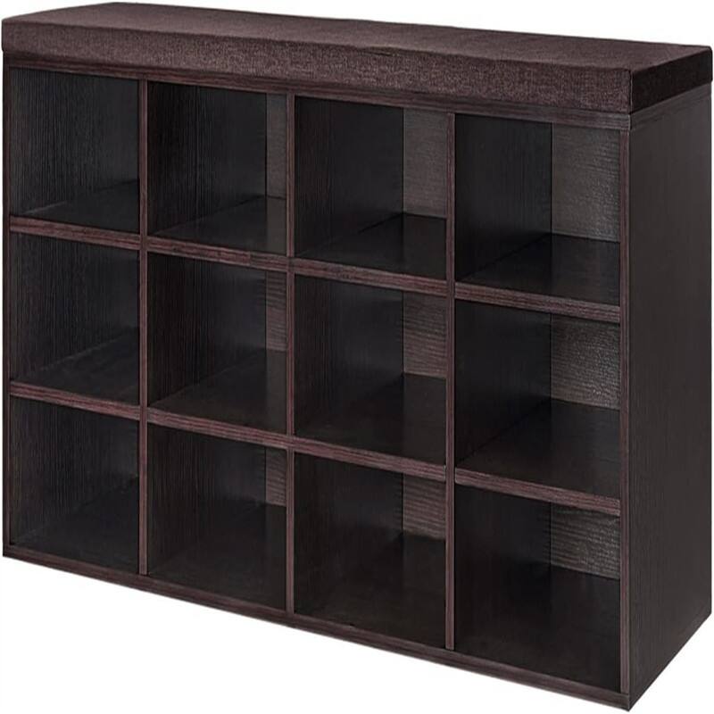 Cubby Shoe Rack with 12 Cubbies - 11.8"D x 40.9"W x 18.9"H - Black