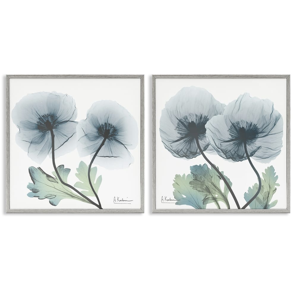 Stupell Luminous Sapphire Florals Framed Giclee Art Design By Albert Koetsier (Set of 2)