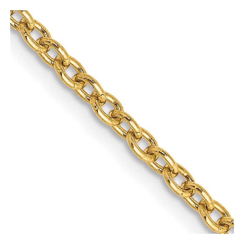 Curata 10k Yellow Gold 2.4mm Round Open Link Cable Chain Necklace (Lobster)