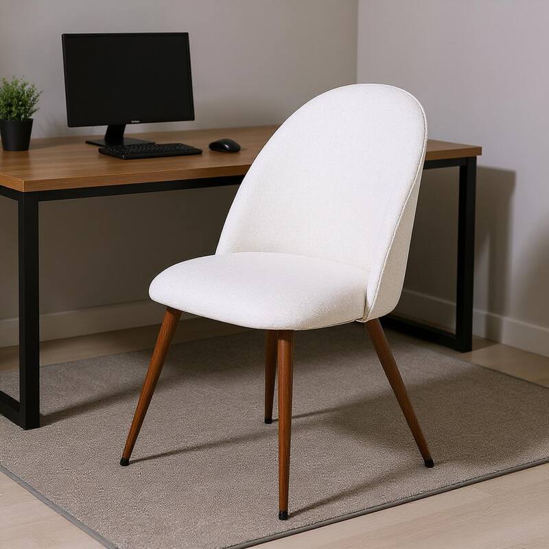 Homy Casa Fabric Office Chair with Metal-Walnut Legs, Modern