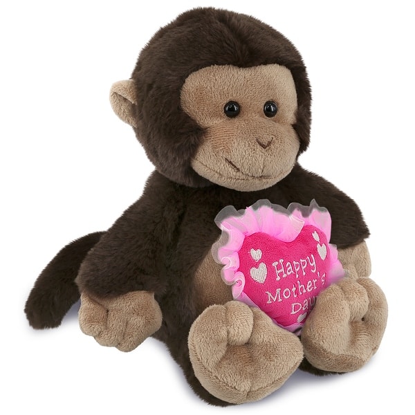 slide 2 of 5, DolliBu Happy Mother’s Day Super Soft Plush Monkey With Pink Heart - 9 inches