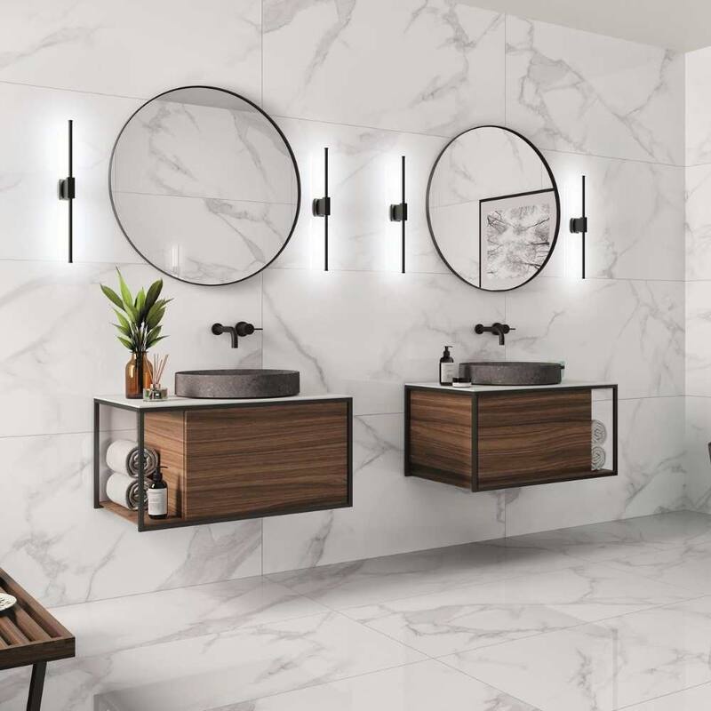 Adonis Pure 24x48 White Satin Porcelain Tile - Floor, Wall - Large Format - Case of 2 (15.36 Sq. ft.) - White