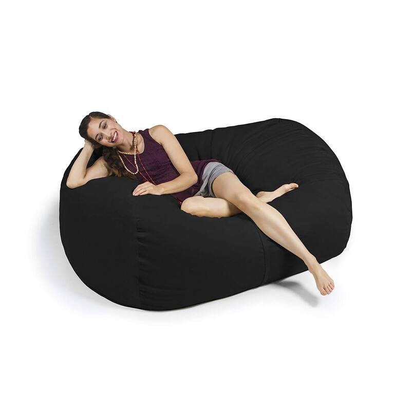 Jaxx 5.5 Foot Lounger Bean Bag Loveseat For Adults - Microsuede - Black