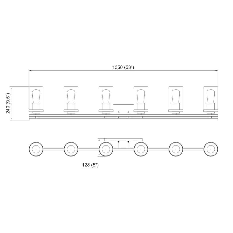 6-light Modern Farmhouse Black Bathroom Vanity Lights with UL Certified - 53''