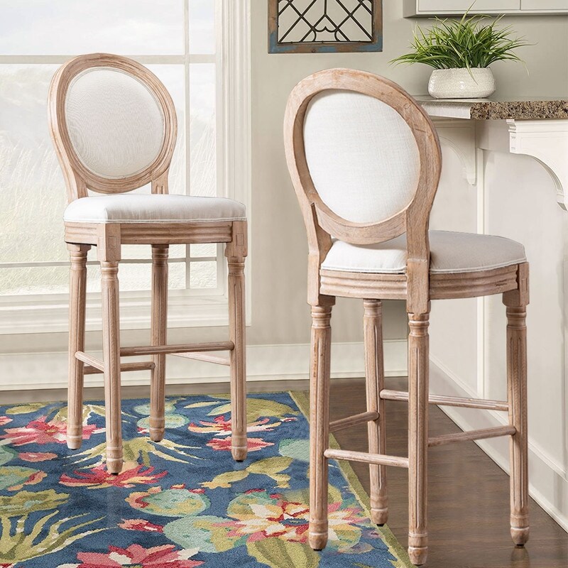 French Vintage Bar Stools Set of 2 Solid Wooden Upholstered Counter Height Accent Bar Chairs Farmhouse Dining Chairs Bed Bath Beyond 35729514
