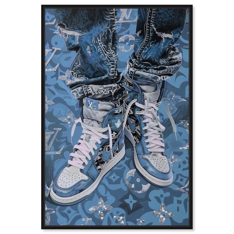 Blue Dreams Sneakers Canvas by Art Remedy - Black - 24" x 36"
