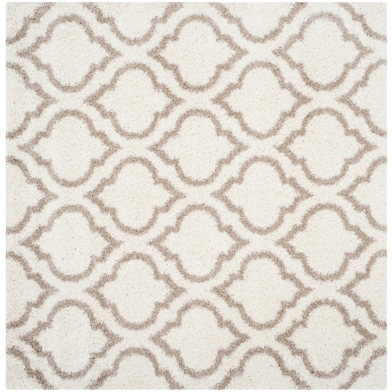 SAFAVIEH Hudson Shag Sheilah Moroccan 2-inch Thick Rug - 7' Square - Ivory/Beige