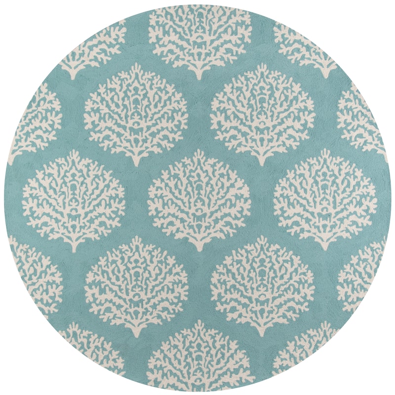 Momeni Veranda Hand Hooked Contemporary Damask Indoor Outdoor Rug