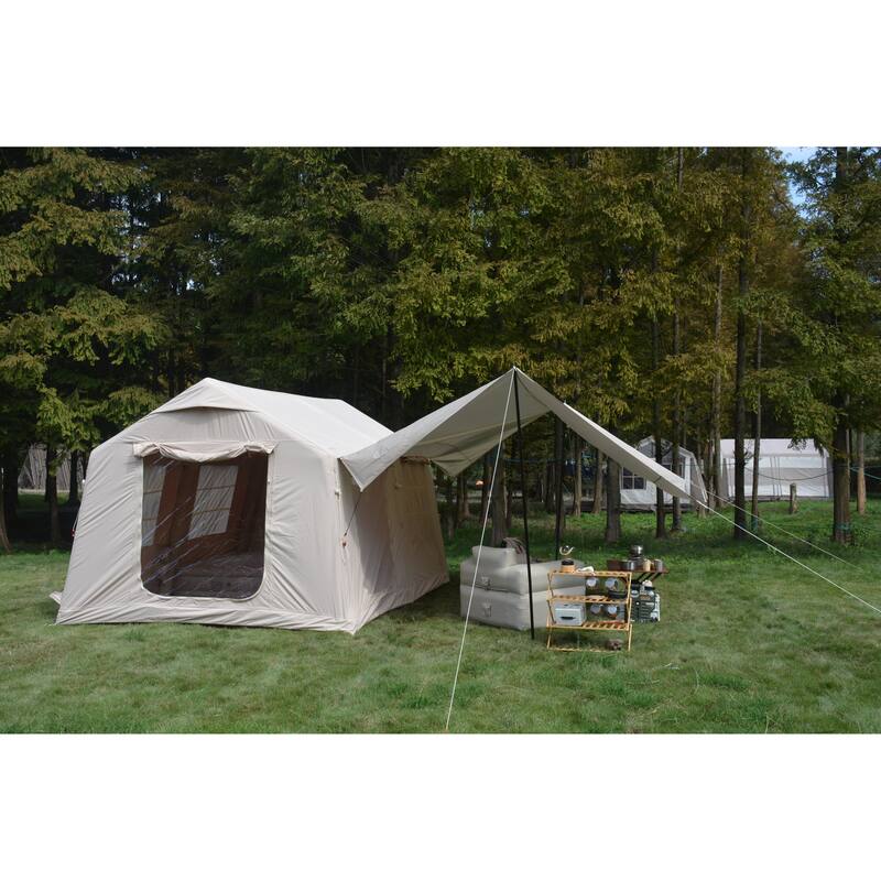 9.8 x13ft with canopy, Inflatable Camping Tents with Hand Pump, Air Glamping Tents