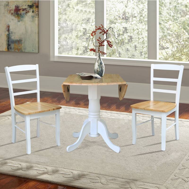 42-inch Dual Drop-leaf Pedestal 3-piece Dining Set
