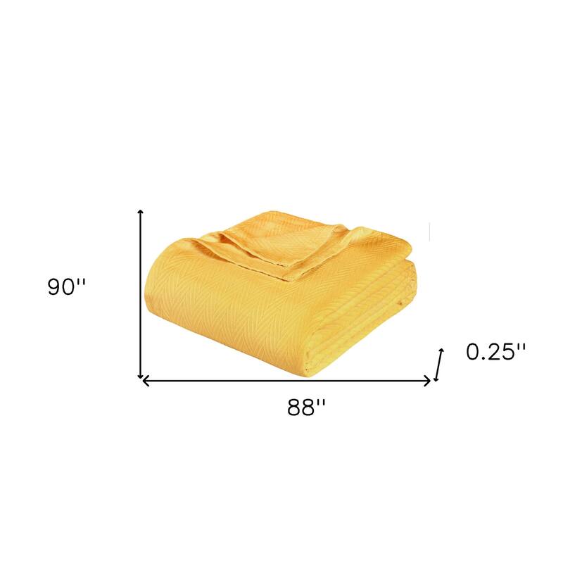 HomeRoots Queen Gold Cotton Woven Chevron Blanket