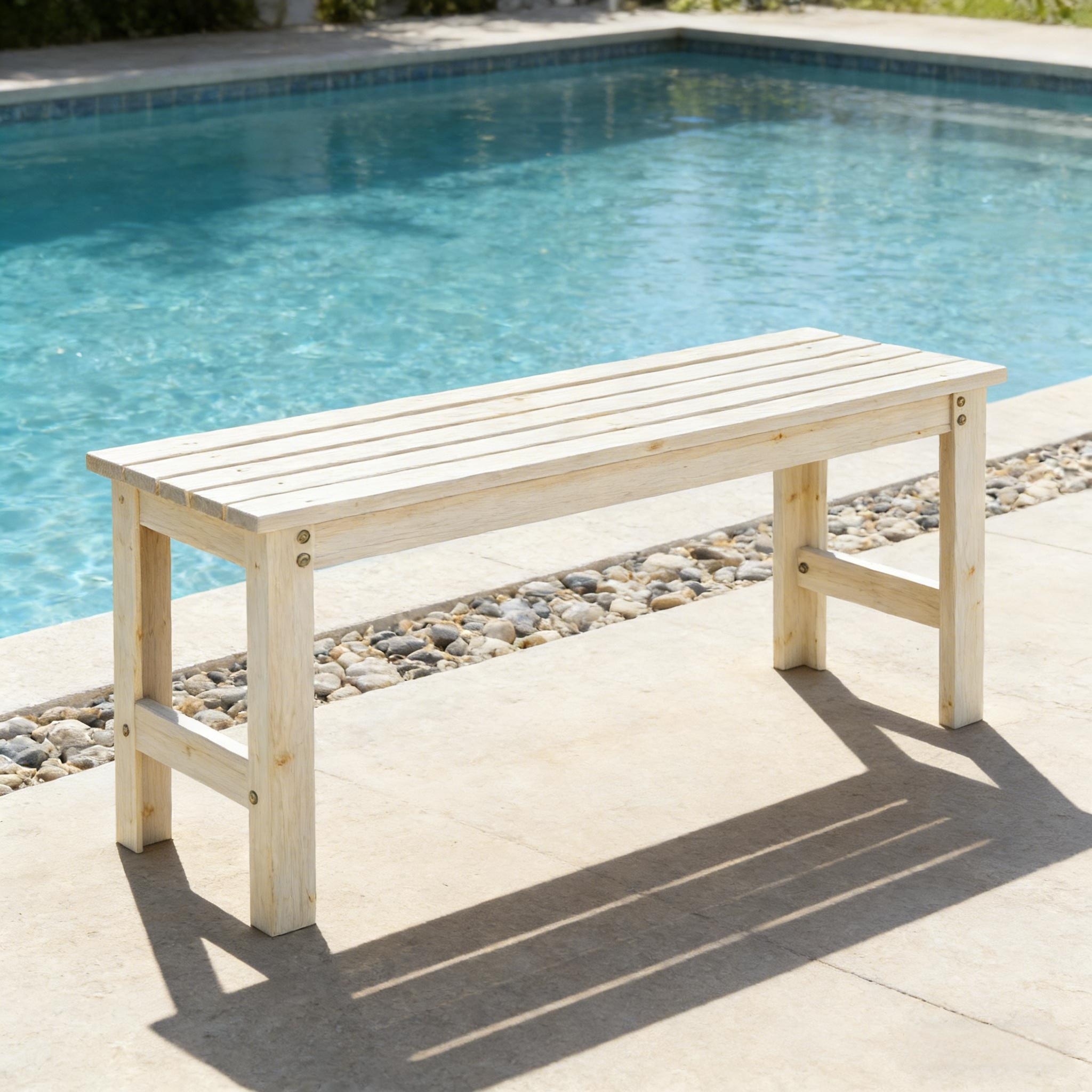 Backless Slatted Bench With Wood Outdoor Design For Modern And Airy Seating