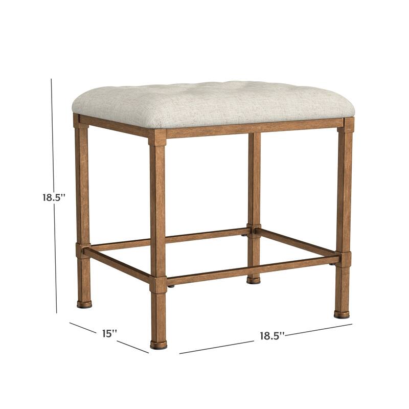 Hillsdale Katherine Backless Metal Vanity Stool, Golden Bronze - Golden Bronze - 18.5H x 18.5W x 15D