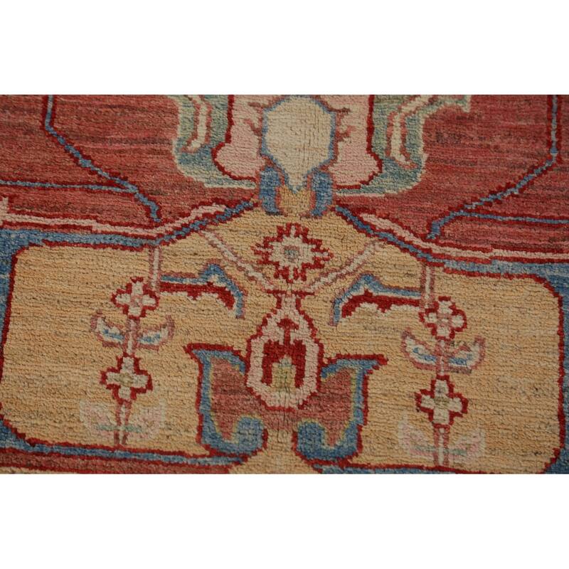 Orange Vegetable Dye Heriz Serapi Oriental Rug Handmade Wool Carpet - 8'10"x 11'9"