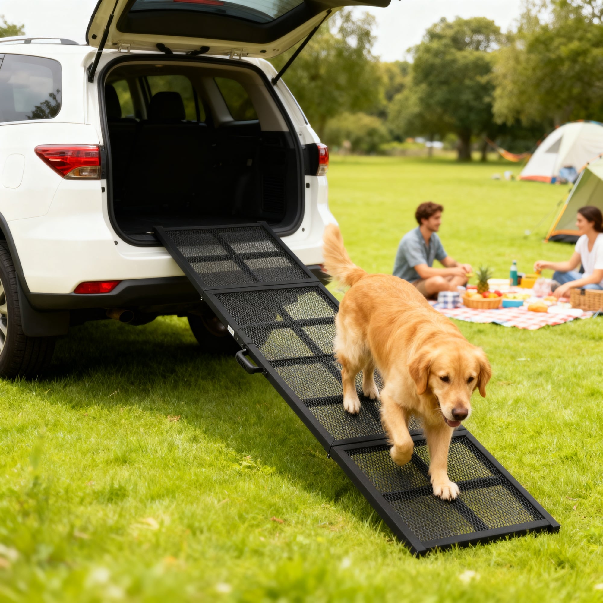PawHut Dog Ramp for Car, 75" x 20" Large Folding Pet Ramp with Non-Slip Surface, Extra Long and Wide, Portable Pet Stairs