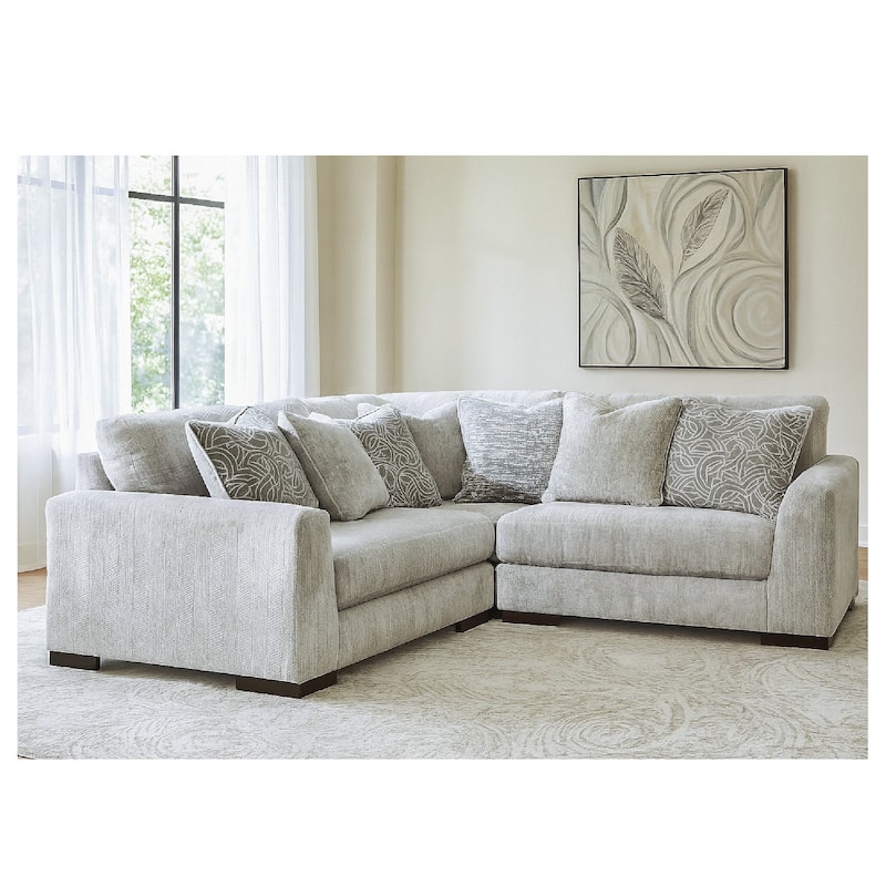 Signature Design by Ashley Regent Park Pewter 3-Piece Sectional - 93"W x 93"D x 39"H - Pewter - Symmetrical