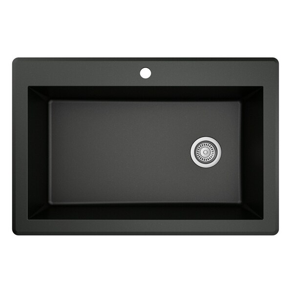 Karran Drop-In Quartz Composite 1-Hole Single Bowl Kitchen Sink - 33" x 22" x 9" - 33" x 22" x 9". Opens flyout.
