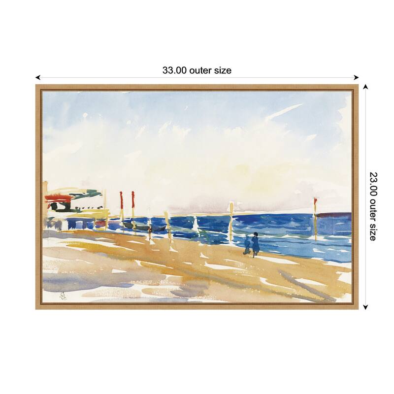 Kate and Laurel Lido of Venice no date Giovanni Giacometti by Nostalgia Prints Framed Canvas Wall Art Print