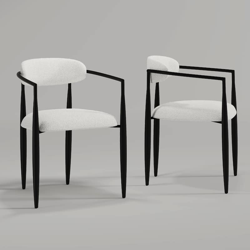 Modern Fabric Upholstered Back Armchair Dining Chair (Set of 2)