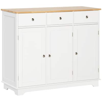 Modern Kitchen Storage Cabinet,Sideboard with Solid Wood Countertop