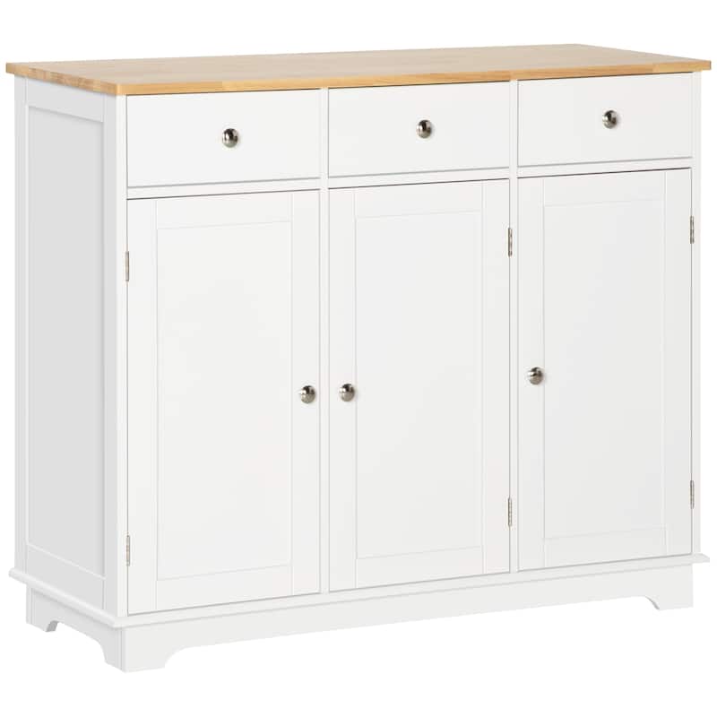 Sideboard with Solid Wood Countertop, Modern Kitchen Storage Cabinet, Coffee Bar Cabinet with 3 Drawers