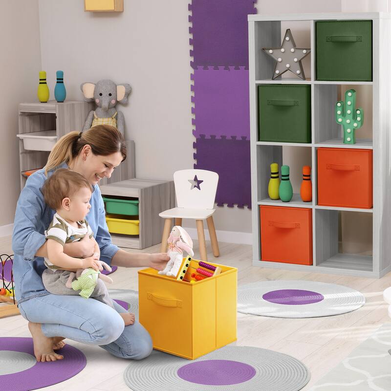 Sorbus Fabric Storage Bins 11" Foldable Cubes Multicolored With Handles For Pantry, Cubbies, Toy And Closet Organization- 6Pk