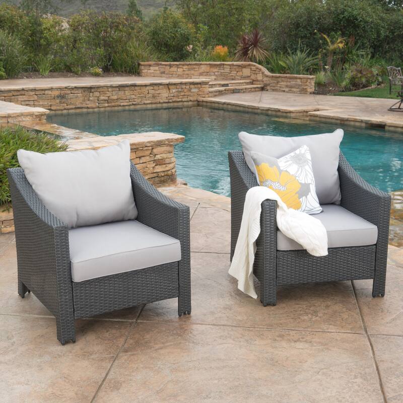 2PCS, Stylish and Comfortable Outdoor Wicker Club Chairs for Patio