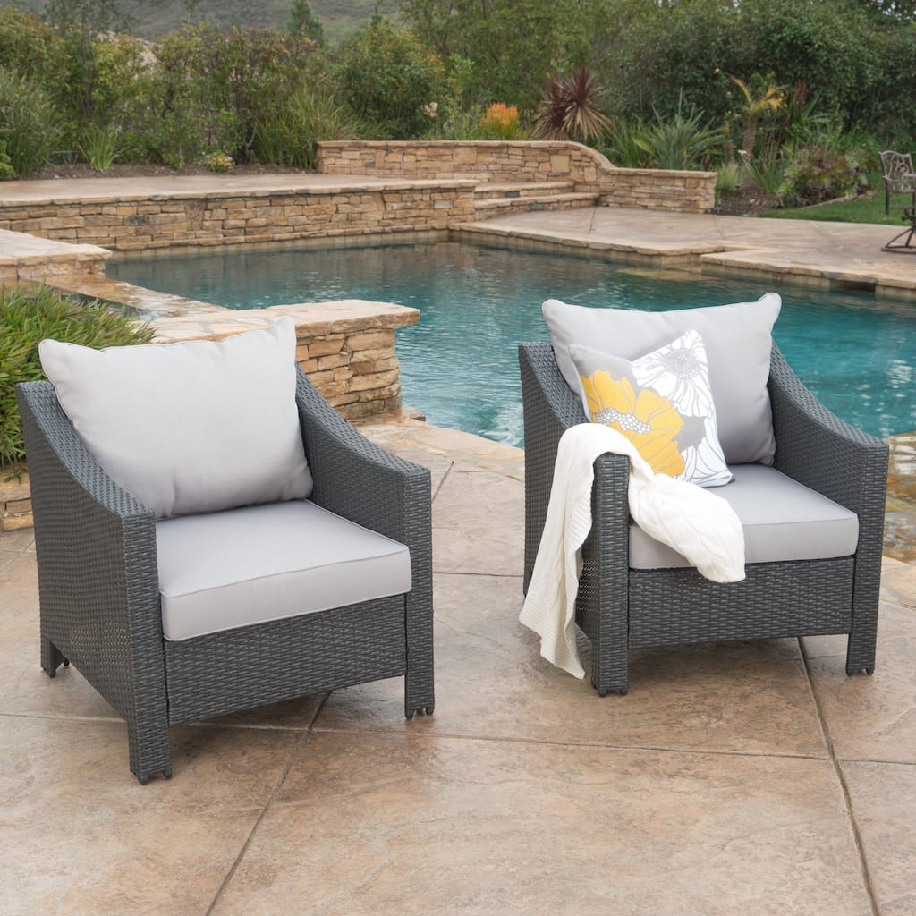 2PCS, Stylish and Comfortable Outdoor Wicker Club Chairs for Patio