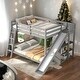 preview thumbnail 1 of 30, Full over Full Bunk Bed with Ladder, Slide and Shelves Grey