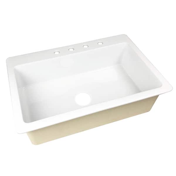 Vitreous China single bowl kitchen drop-in sink 