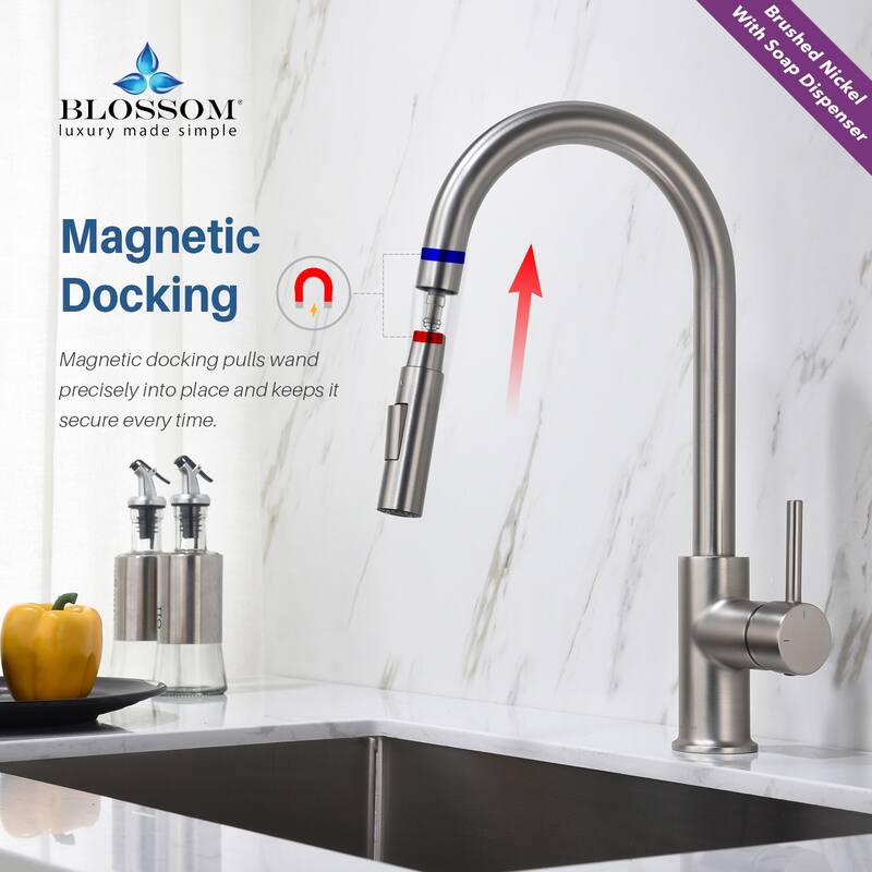 Blossom Solid Pull-Down Kitchen Faucet w/ 360 Swivel, Single Handle