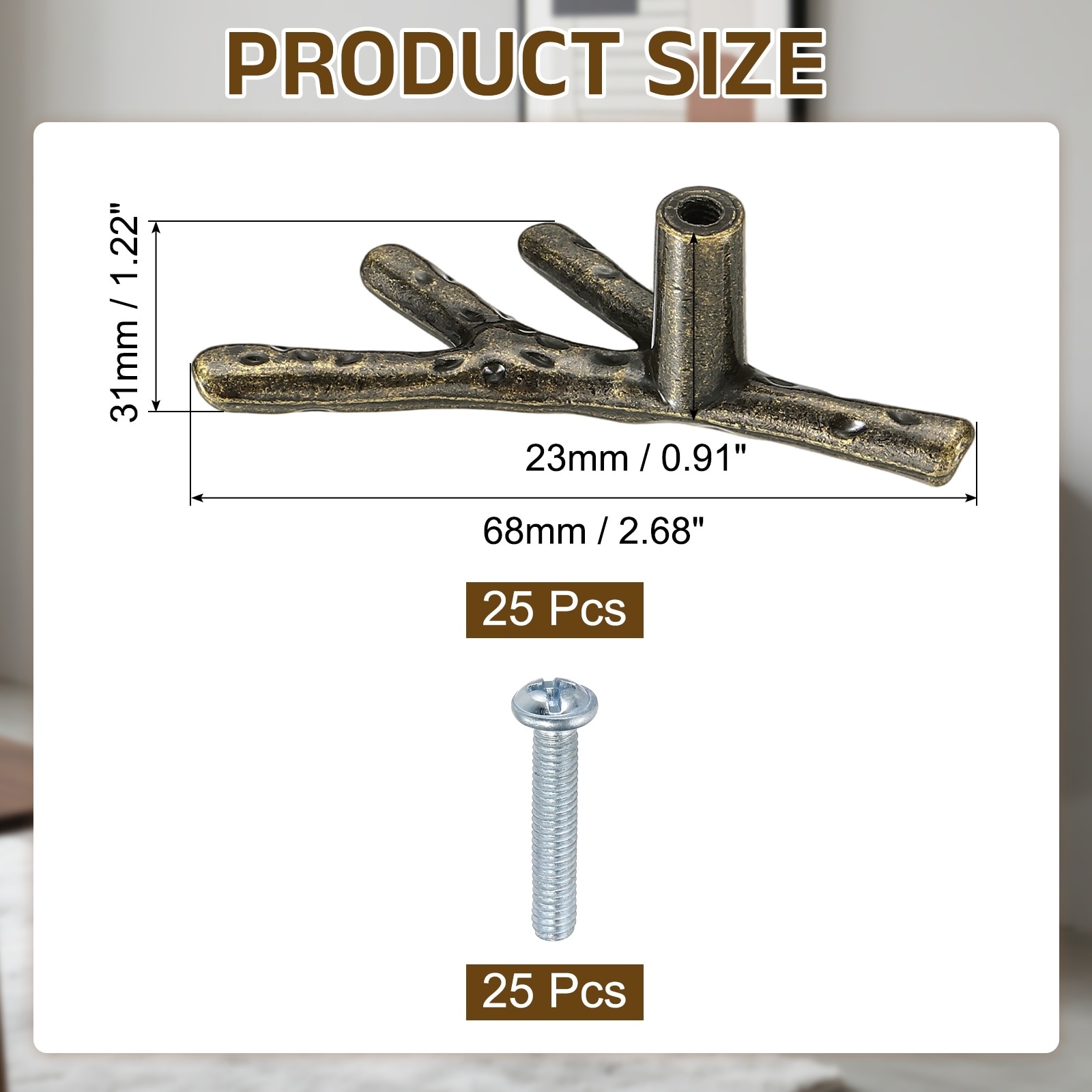 Twig Knobs, Zinc Alloy Tree Branch Furniture Dresser Pull Handles, Single Hole Handle for Kitchen