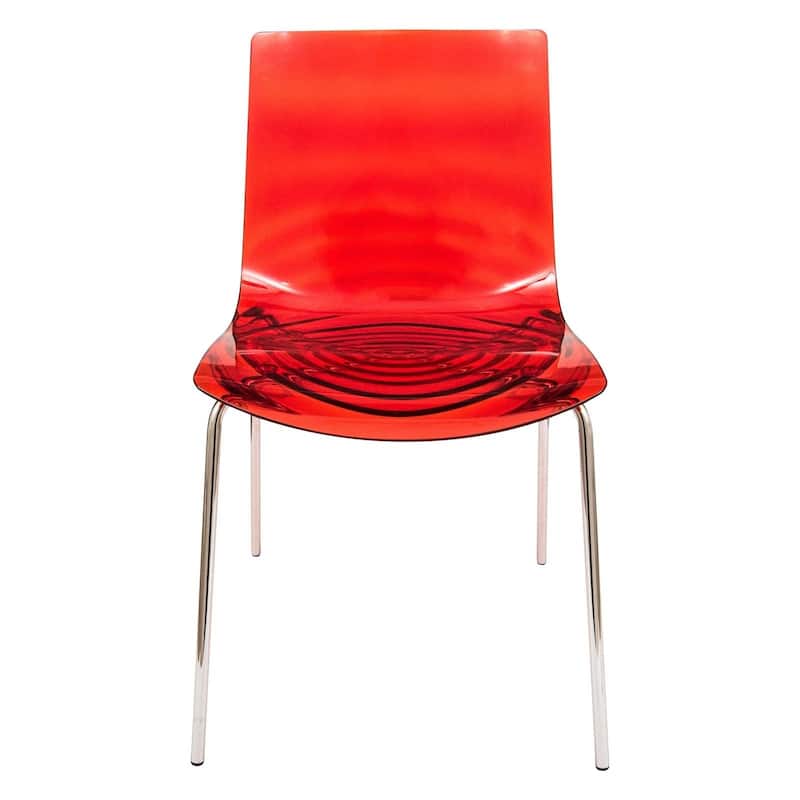 Astor Acrylic Dining Chair with Chrome Legs Modern Accent Side Chair Water Ripple Design Seats