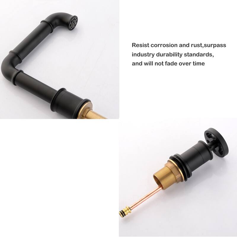 Modern Deck Mounted Bathroom Faucet Widespread with 2-Handle in Black