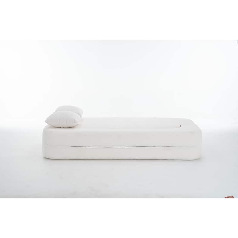 3-Seater Convertible Sofa Bed, Chenille Fabric Sleeper Sofa, High-Density Sponge Daybed, No Assembly Required