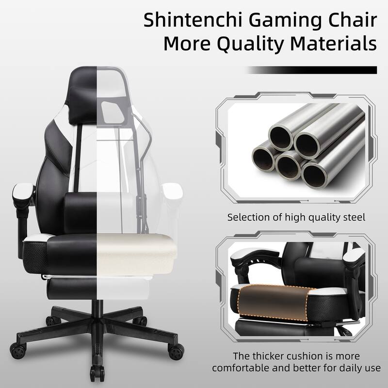 Adjustable Comfortable Game Chair Swiveling PC & Racing with Footrest