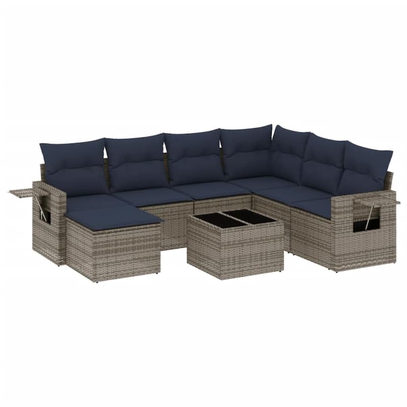 vidaXL Patio Sofa Set with Cushions Outdoor Conversation Furniture Poly Rattan - 24.4 x 24.4 x 27.2
